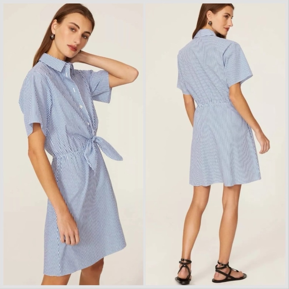 Thakoon Striped Tie Front Mini Dress Blue Womens Size 0